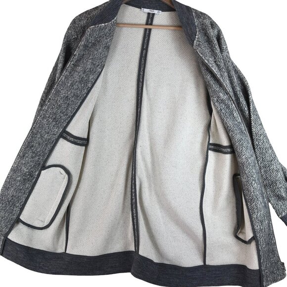 MNG Grey Knit Longline Bomber Jacket Coat M Felted Fabric - Picture 4 of 9